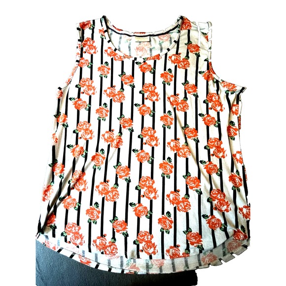 Bobbie Brooks Dress Women's 3X White Floral Striped Sleeveless Stretch Plus Size - Picture 1 of 10